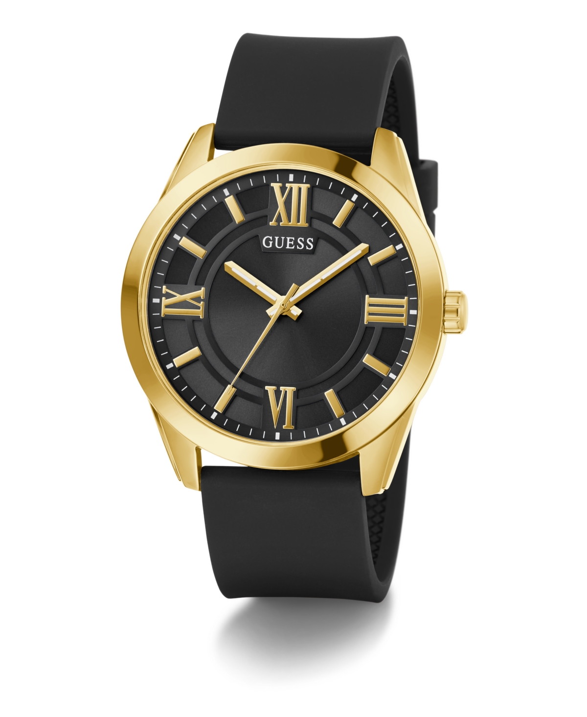 Guess Men's Analog Black Silicone Watch, 44mm In Black