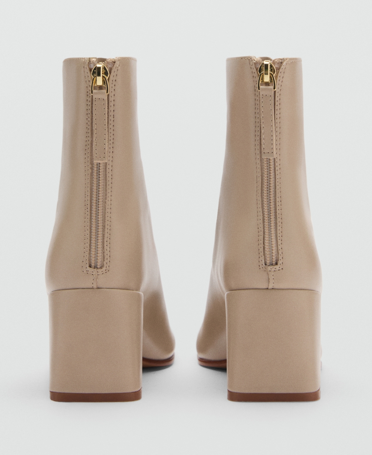 Mango Block Heel Bootie In Nude