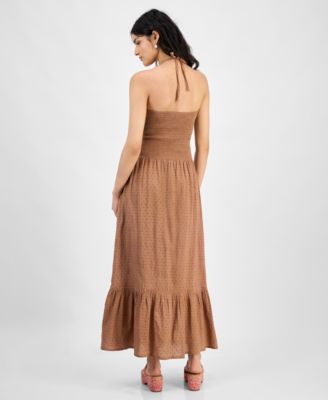 Women's Cotton Smocked Halter Maxi Dress, Exclusively at Macy's