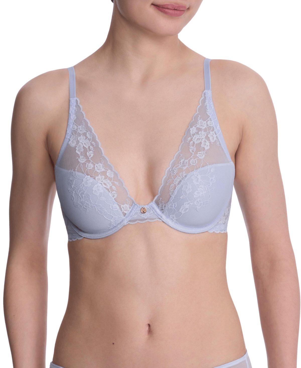 Women's Cherry Blossom Plunge Convertible Contour Underwire Bra - Glacier blue