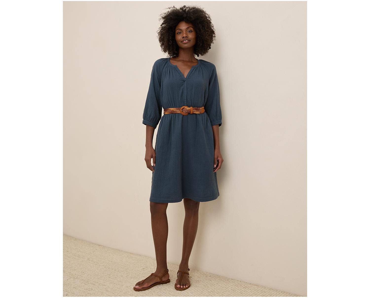 Women's Organic Cotton Coastal Double Gauze Peasant Dress