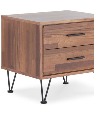 Modern Metal Bedside Table – Nightstand with Two Spacious Drawers for Bedroom Storage