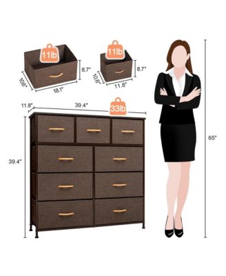 Steel and Fabric 9-Drawer Triple Dresser – Spacious Storage