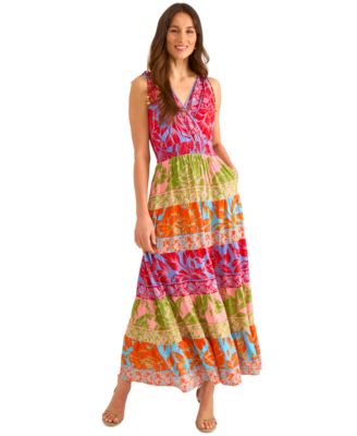 Vince Camuto - Women's Printed Surplice-Neck Maxi Dress