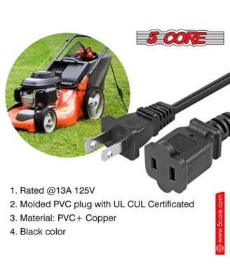 AC Power Cord 10 Ft • 2 Prong Extension Adapter • 16AWG/2C 125V 13A • US Polarized Male to Female Outlet Extension Cable Black