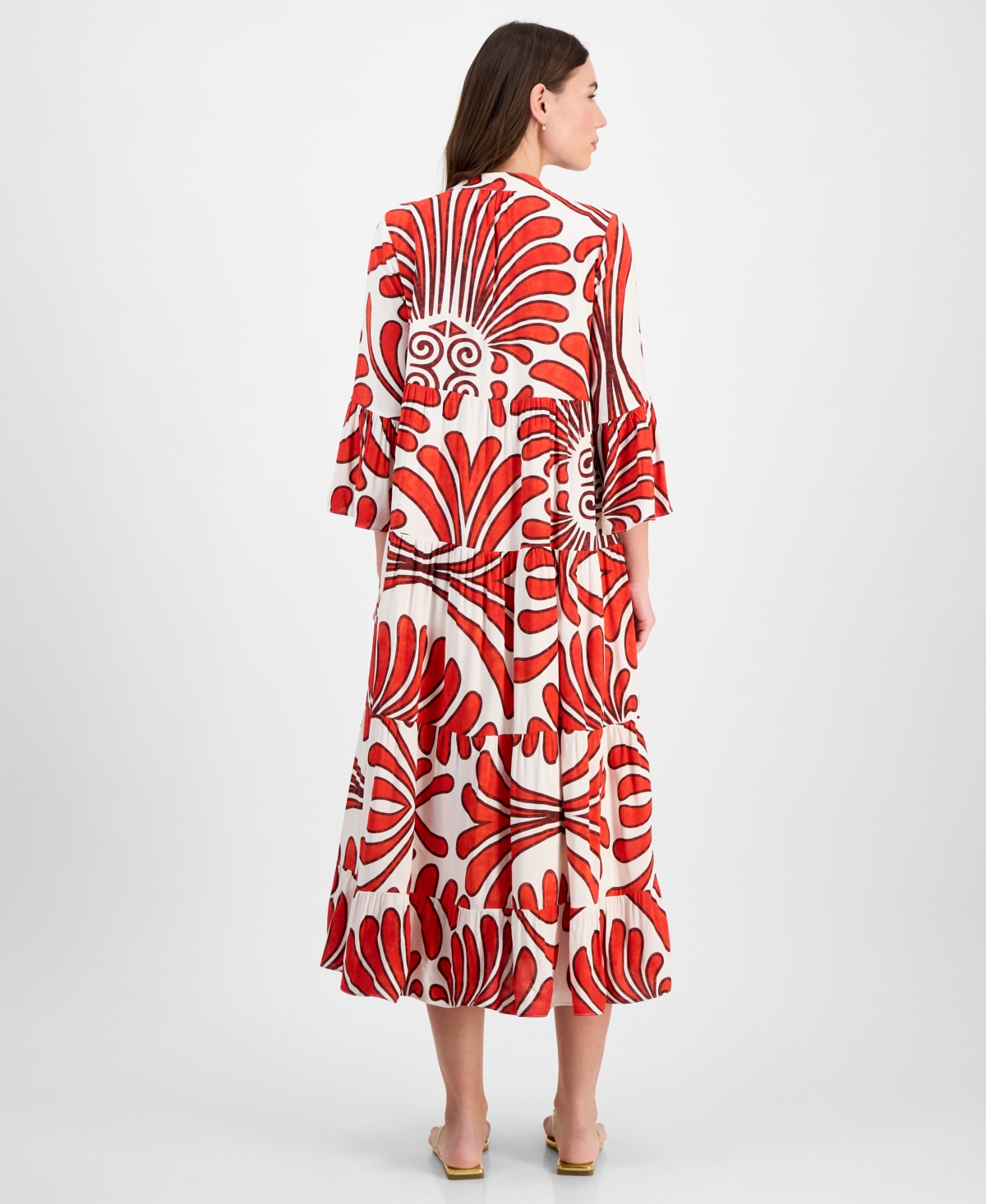 Shop T Tahari Women's Printed Tiered Shift Dress