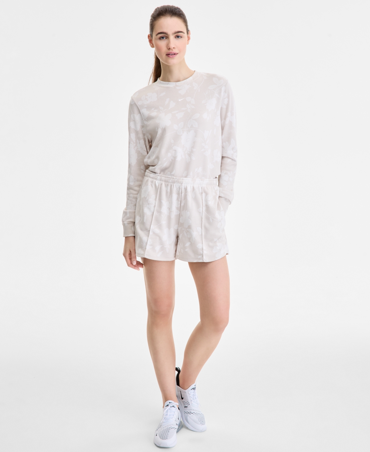 Nike Women's Printed Mid-rise Pull-on Terry Shorts