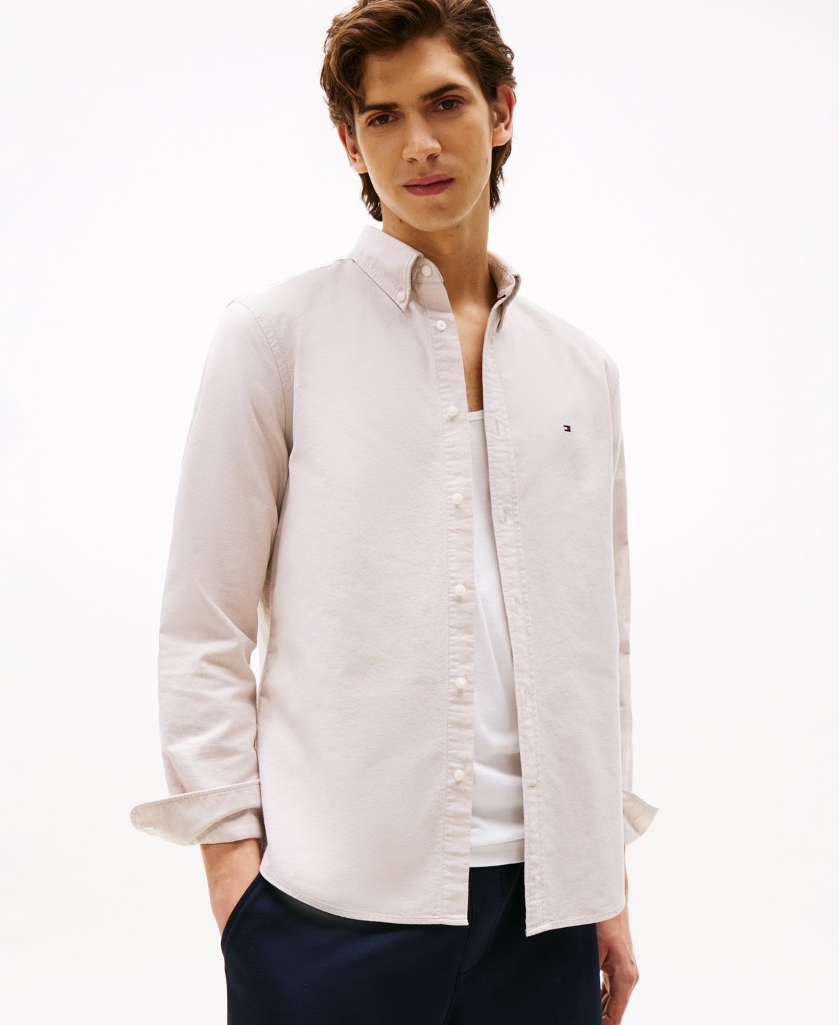Men's Regular-Fit Heritage Oxford Shirt - Preppy Navy / Desert Sky Solid