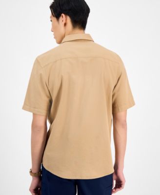 Men's Short-Sleeve Solid Textured Shirt, Created for Macy's  