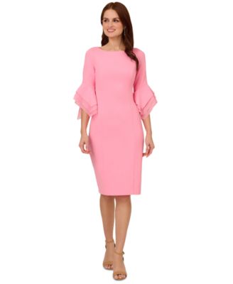 Adrianna Papell - Women's Crepe Tiered-Sleeve Sheath Dress