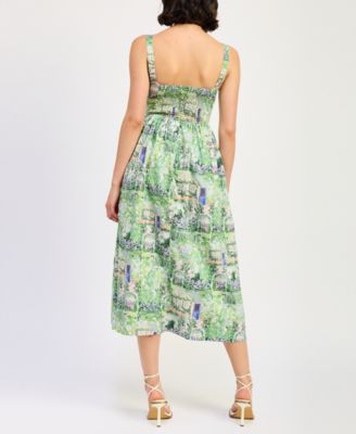 slim fit dress slacks en Saison Smocked Chiffon Midi Dress main image 0