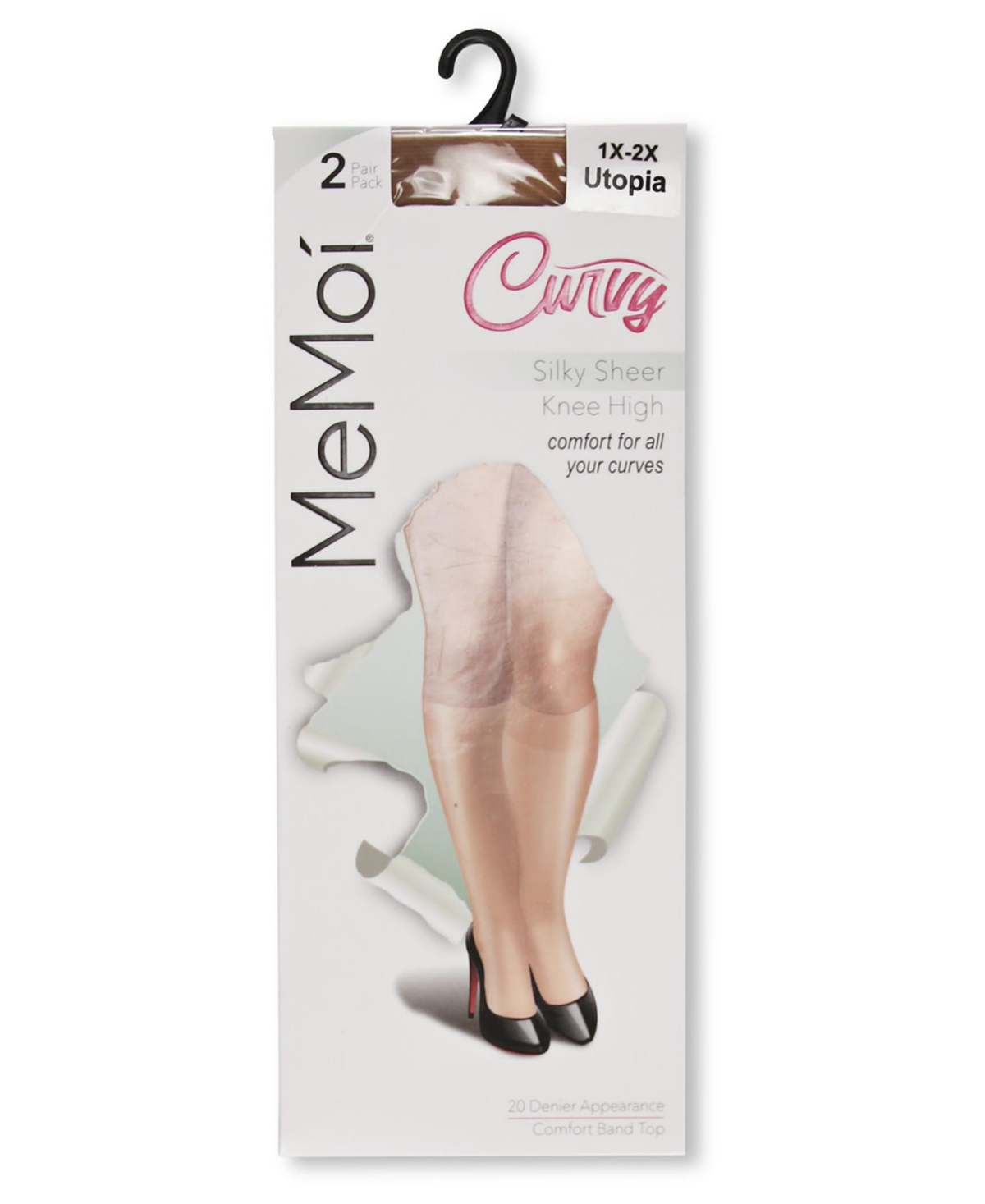 Memoi Women's 2 Pair Pack Ultra Sheer Plus Curvy Knee Highs Mm-4205 In Utopia
