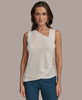 Donna Karan New York - Women's Sleeveless Asymmetric Neckline Top, Regular & Petite Sizes