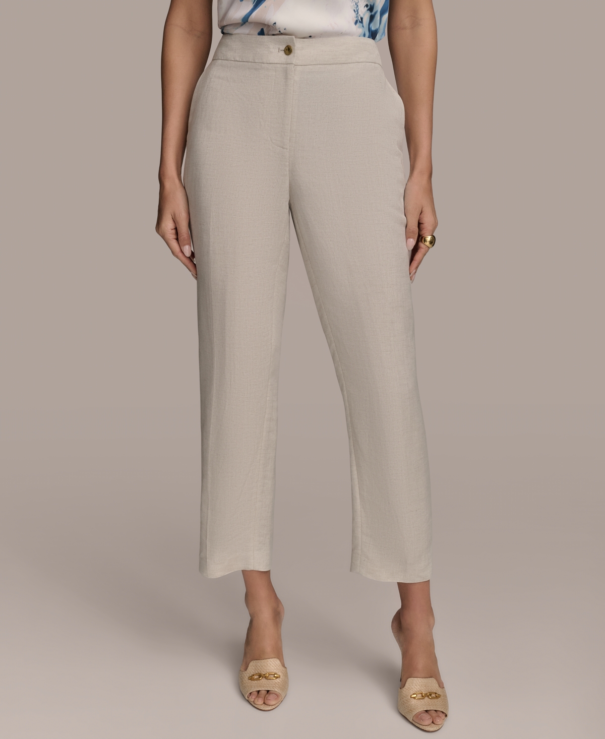 Women's Linen-Blend Ankle Pants - Flax