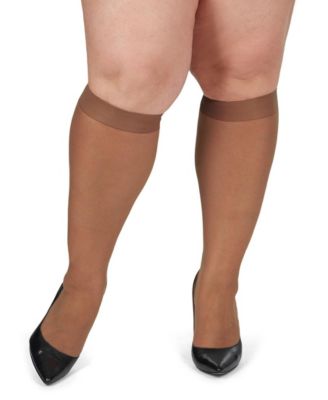 Women's 2 Pair Pack Ultra Sheer Plus Curvy Knee Highs MM-4205	