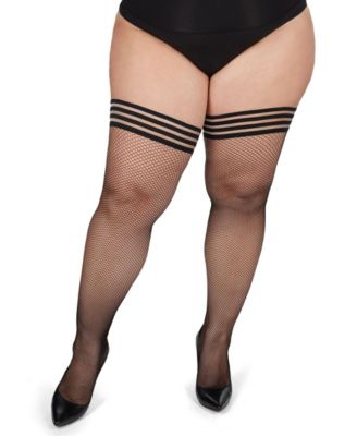 Plus Size Curvy Backseam Fishnet Thigh High Stocking MM-2621	