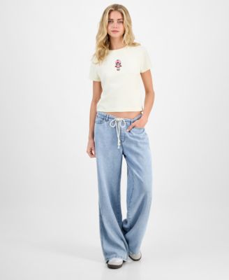 Vanilla Star - Juniors' Drawstring Wide-Leg Jeans