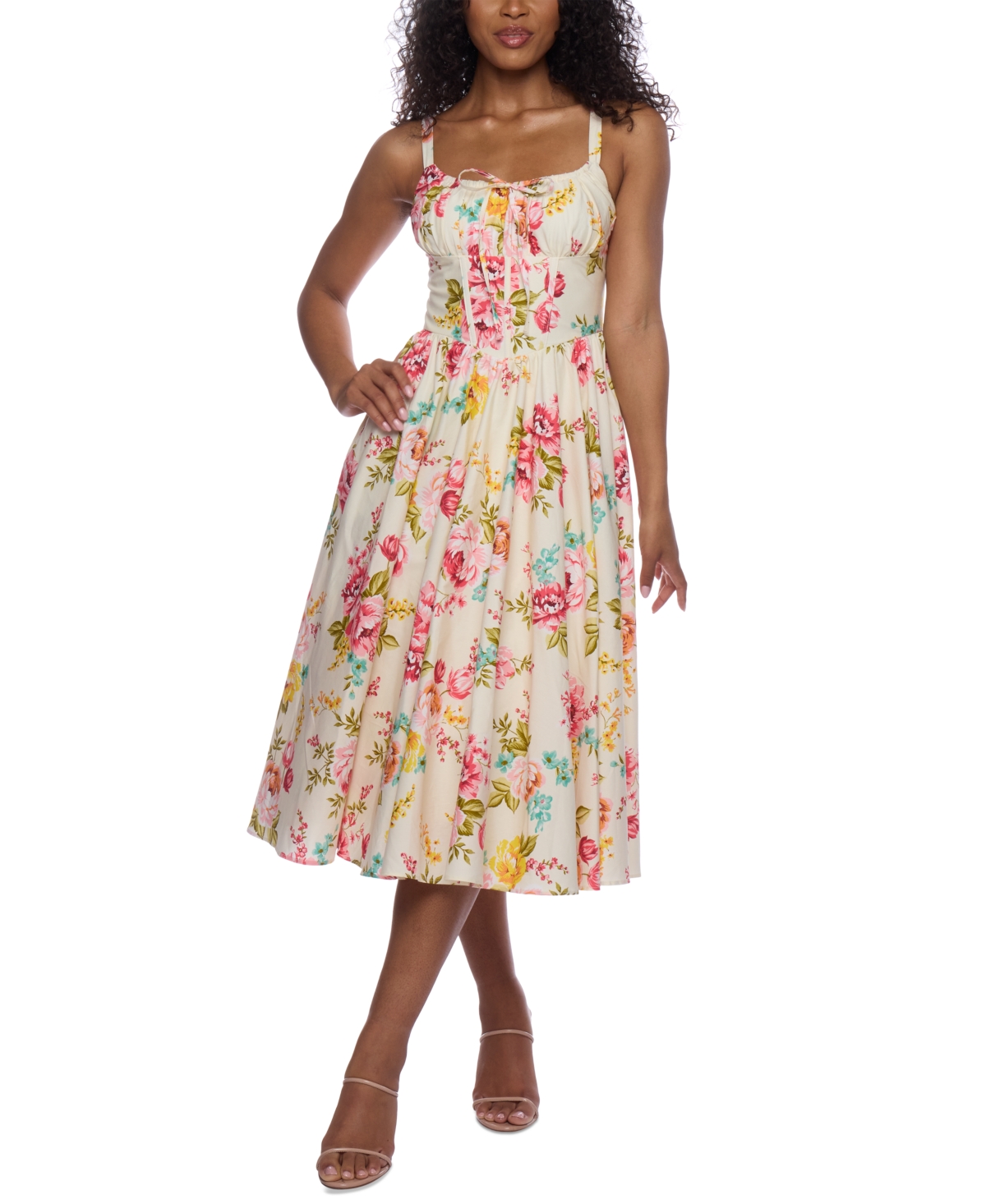 Alex & Sophia Juniors' Floral-print Cotton Fit & Flare Dress