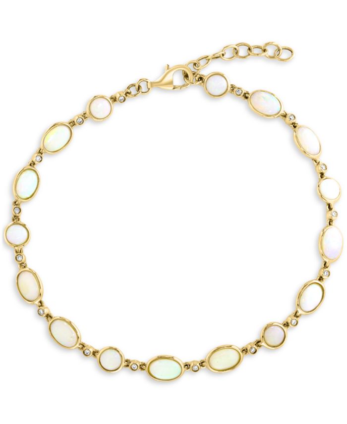 LALI Jewels Opal (6x4mm) & Diamond (1/10 ct. t.w.) Flex Bracelet in 14k