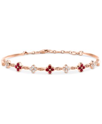 Ruby (1/2 ct. t.w.) & Diamond (1/3 ct. t.w.) Bangle Bracelet in 14k Rose Gold