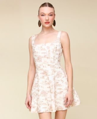 Avec Les Filles - Women's Floral-Print Panel Swing Dress