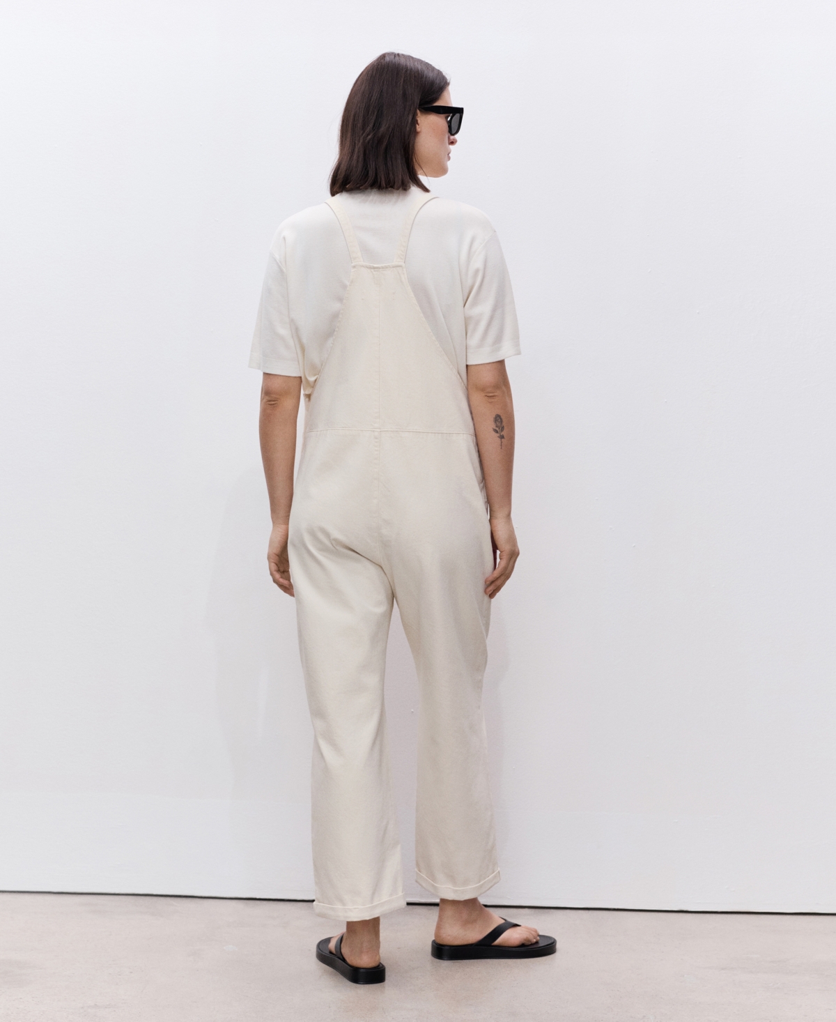 Mango Denim Maternity Overalls In Off White