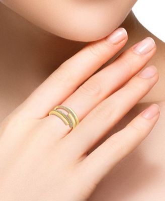 Diamond Asymmetrical Multirow Statement Ring (1/6 ct. t.w.) in 14k Gold