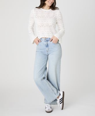 French Connection - Women's Cropped Crotchet-Bobble Long Sleeve Sweater