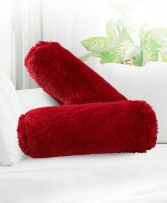 Shaggy Bolster Decorative Pillow Set, 8" x 24"