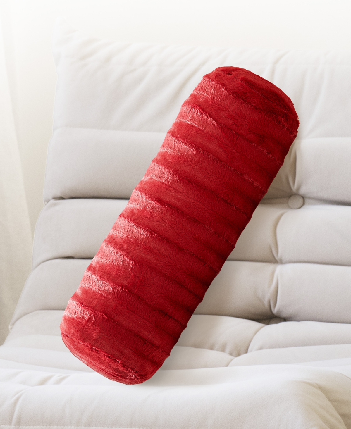 Cheer Collection Bolster Decorative Pillow Set, 8" X 24" In Red