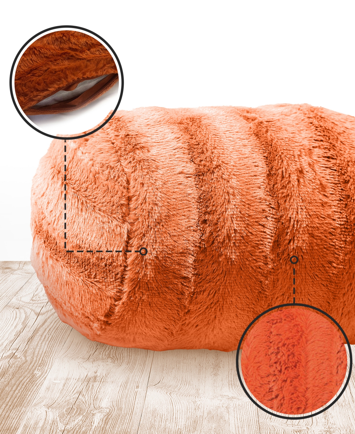 Cheer Collection Bolster Decorative Pillow Set, 8" X 24" In Orange