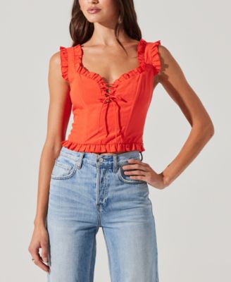 ASTR the Label - Women's Raelyn Ruffled Sweetheart Top