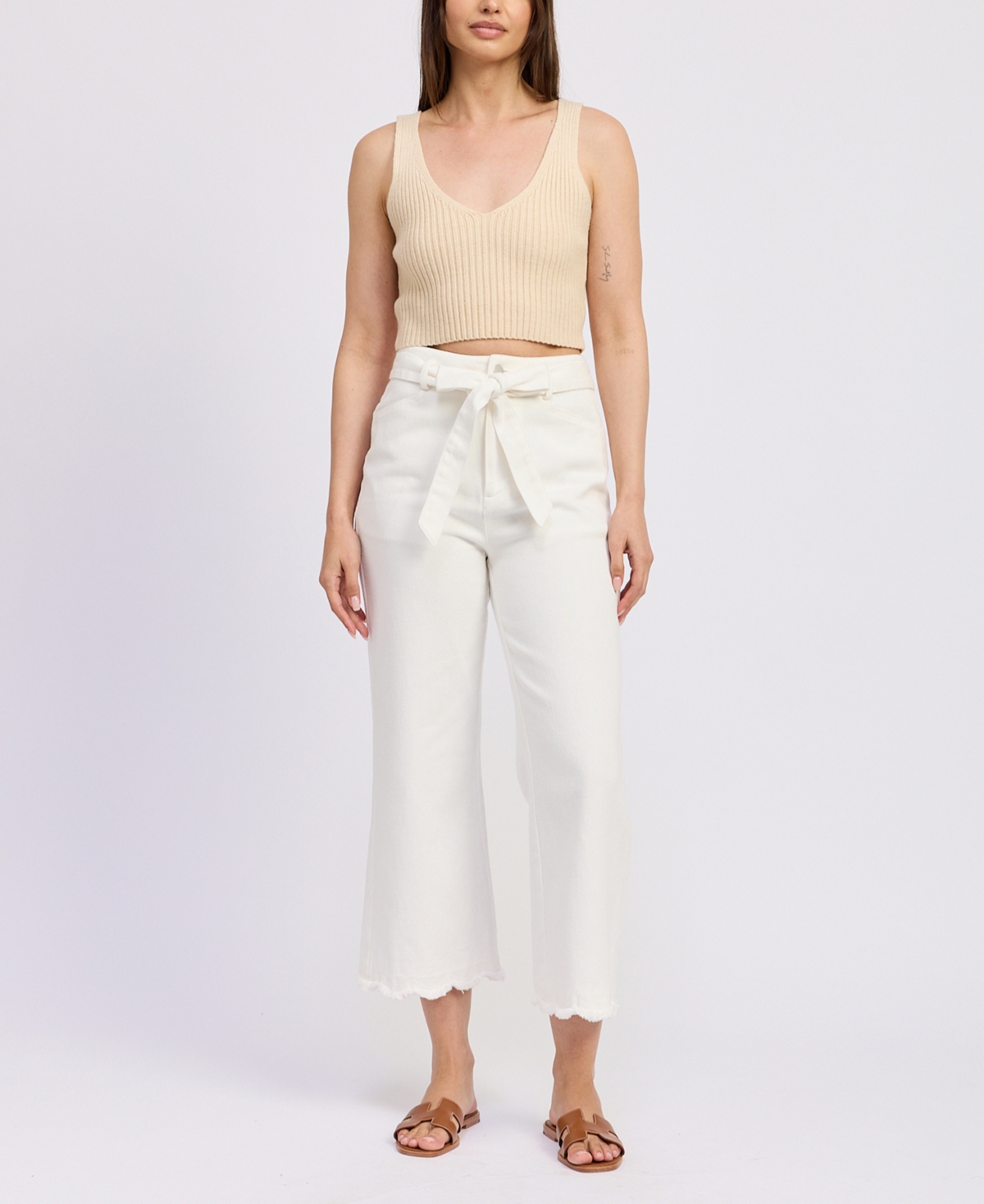 Women's Courtney Scallop-Hem Pants - White