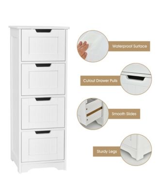 Bathroom Floor Cabinet Free-Standing Side Storage Organizer w/ 4 Drawers