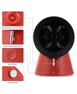1500W Portable PTC Ceramic Space Heater Mini Electric Desktop Heating Fan Red