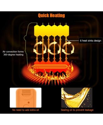 700W Oil Filled Space Heater Radiator w/ Adjustable Thermostat Home Office