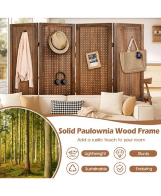 Pegboard Display with 360° Metal Hinges and Solid Wood Frame-4 Panel