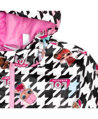Girls Zip Up Waterproof Hooded Rain Jacket Coat
