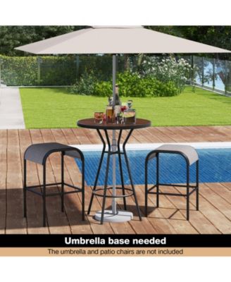 Outdoor Bar Table with Wood-Like Tabletop for Backyard Garden