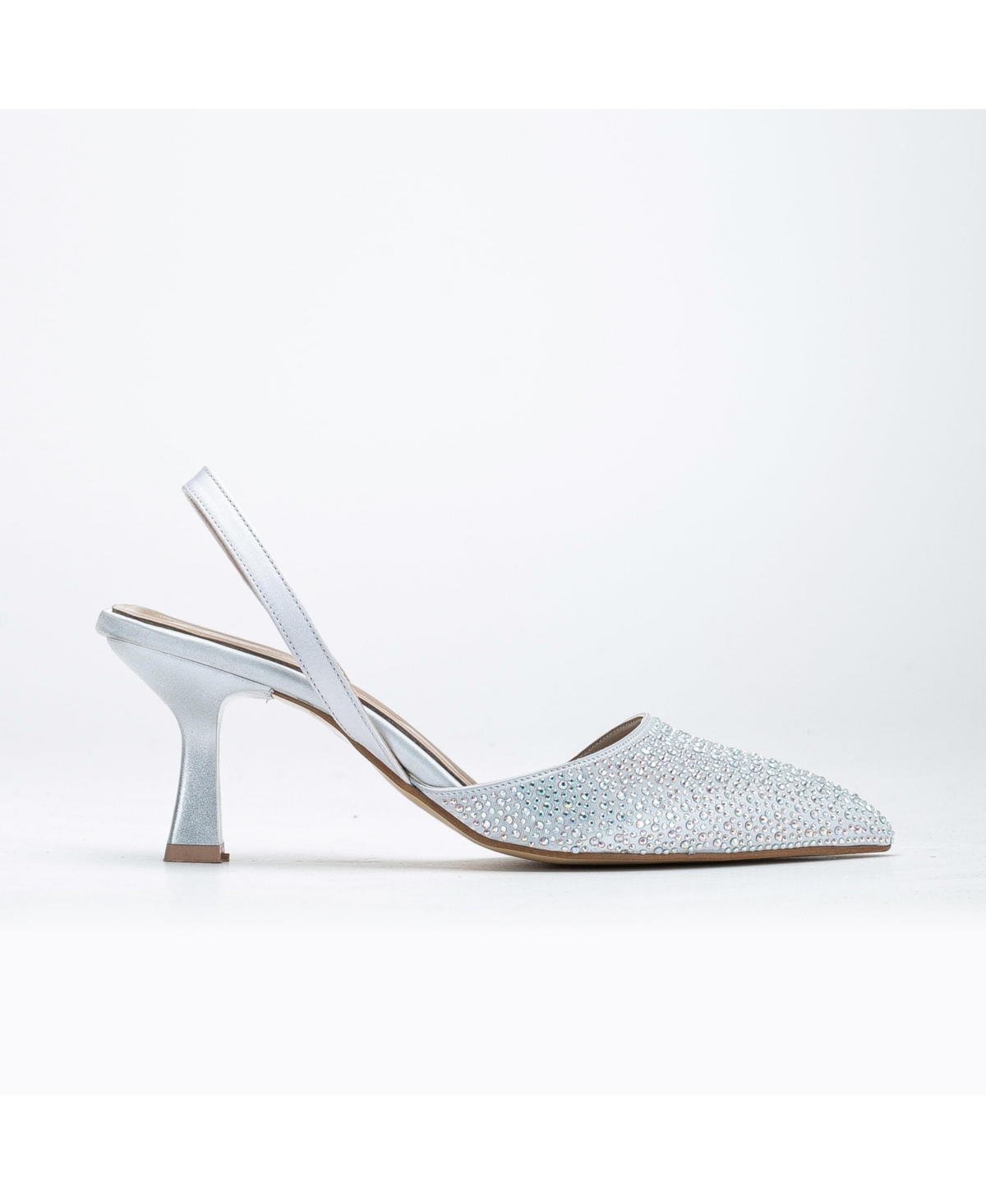 Rae Slingback Kitten Heel Pumps - Light beige satin