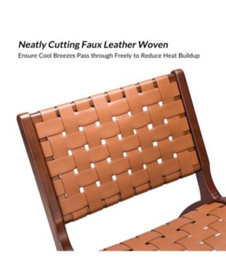 Mid-century Modern Borah Side Chair with Faux Leather Back