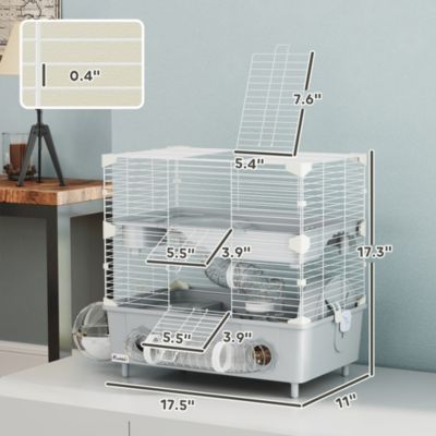 2-Tier Hamster Cage, Hamster Habitat with Accessories,