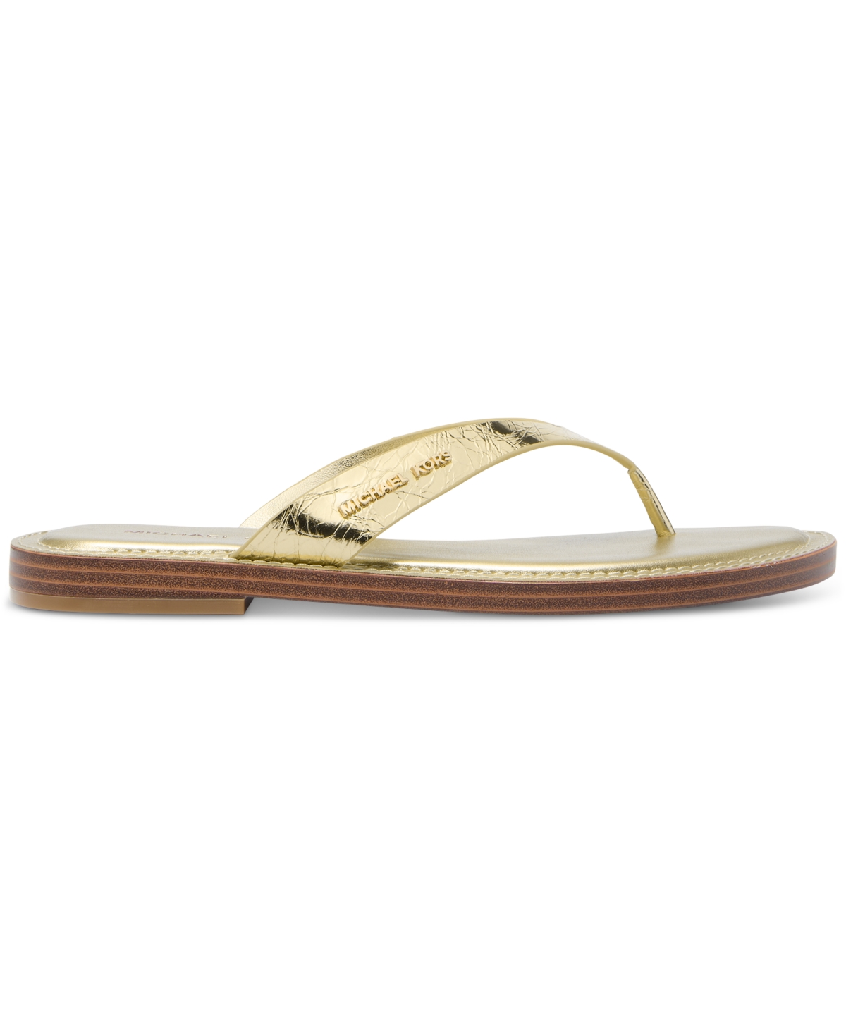 Michael Kors Koko Metallic Crackled Leather Flip Flop