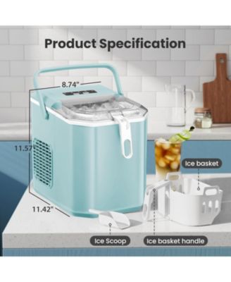 26Lbs Countertop Ice Maker, 9 Cubes in 8 Mins, Two Ice Size ,Self-Cleaning, with Scoop/Basket