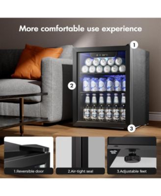 1.7 Cu.ft Beverage Cooler with Glass Door, Holds 68 Cans, Digital Temperature Control for Soda,Compact Drink Fridge for Home