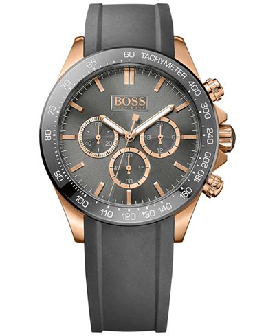 BOSS Hugo Boss Men's Chronograph Ikon Gray Silicone Strap Watch 44mm 1513342