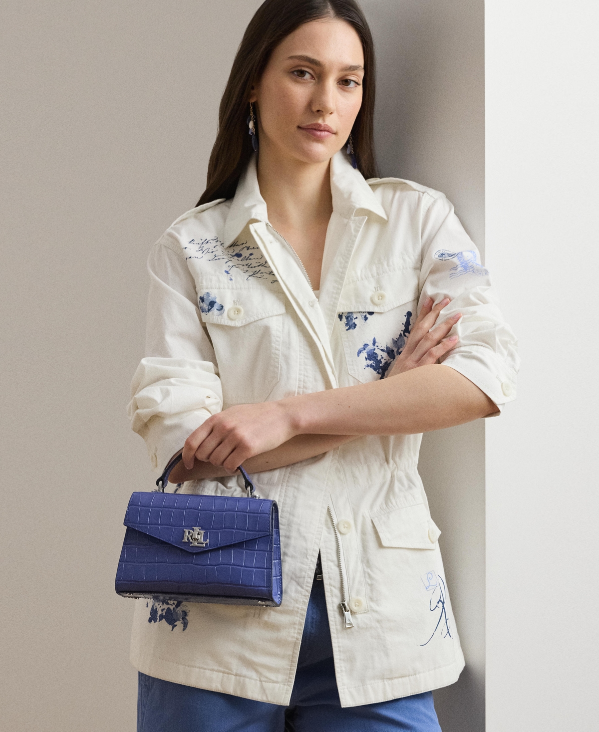 Ralph Lauren Crocodile-embossed Leather Small Farrah Satchel