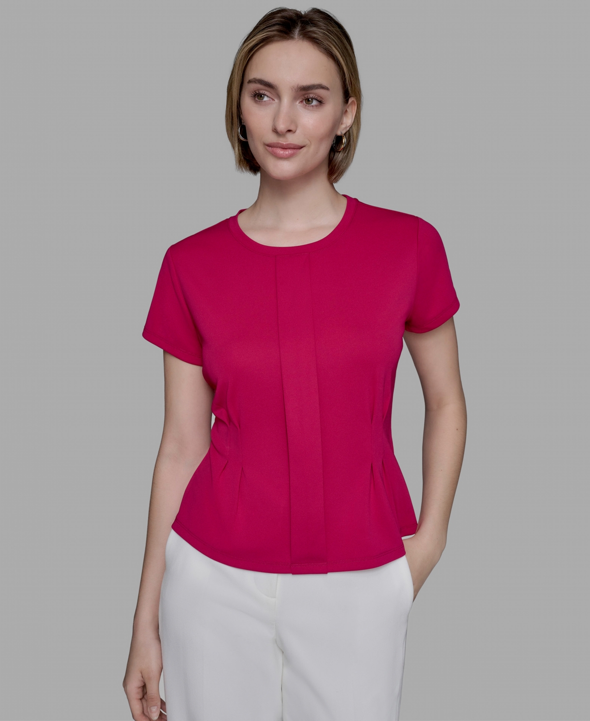 Women's Pleated Short-Sleeve Blouse - Cerese
