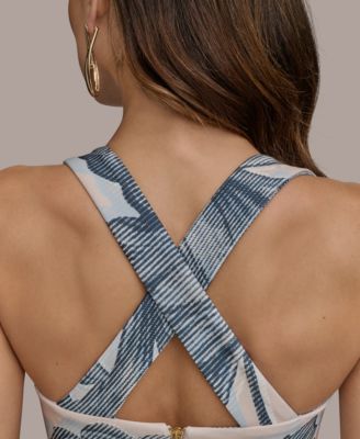 Donna Karan New York Women's Floral Print Square-neck Dress