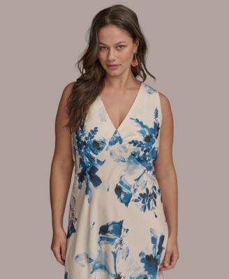 Plus Size V-Neck High-Low Dress